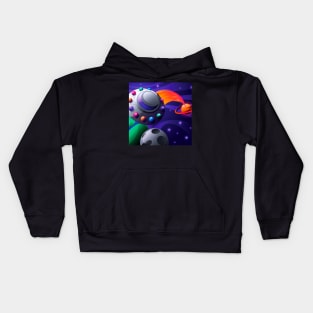 Flying UFO in the Outer Space Concept Kids Hoodie